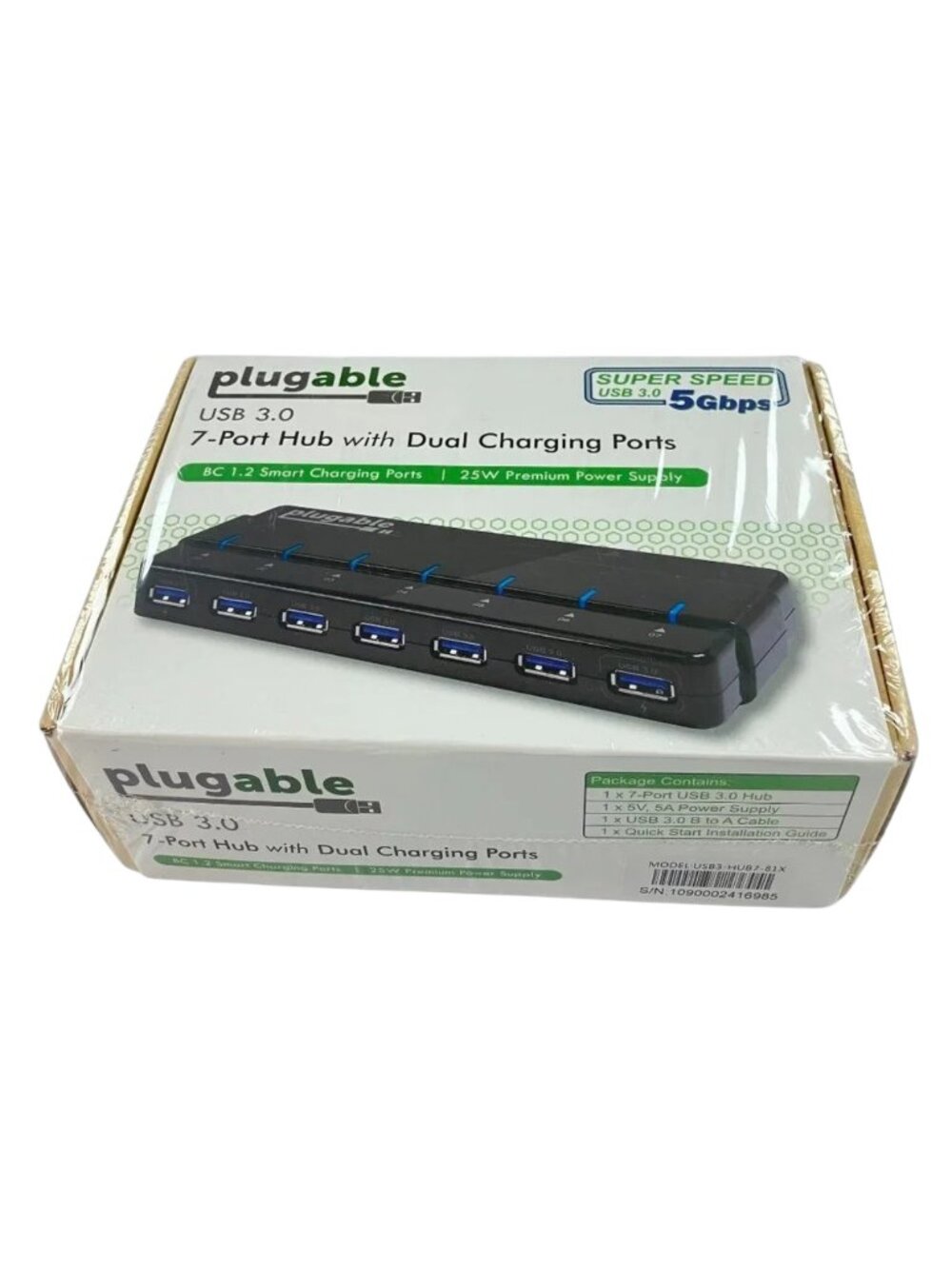 Plugable 7 Port USB 3.0 Hub with Dual Charging Ports SUPER SPEED 5 Gbps